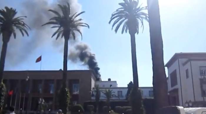 أول فيديو للحريق الذي شب في البرلمان المغربي