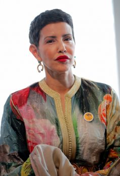 Morocco's Princess Lalla Meryem, sister of King Mohammed VI, visits the exhibition "Splendeurs de l'Ecriture au Maroc" at the Arabic World Institute (IMA) in Paris, France, March 22, 2017. REUTERS/Christophe Ena/Pool