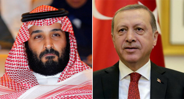 رجب اردوغان يجري محادثة هاتفية مع ولي العهد السعودي محمد بن سلمان