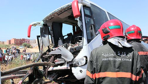 مصرع شخصين وإصابة 30 آخرين في حادث انقلاب حافلة لنقل المسافرين بقنيطرة