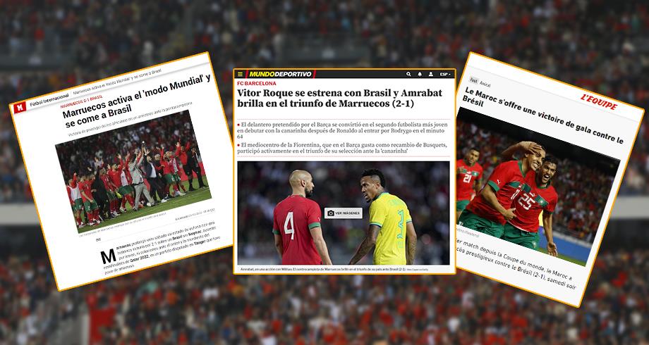 الصحافة الدولية تسلط الضوء على فوز المنتخب المغربي على نظيره البرازيلي