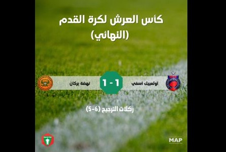 نهائي كأس العرش لكرة القدم: أولمبيك آسفي يتوج باللقب إثر فوزه على نهضة بركان