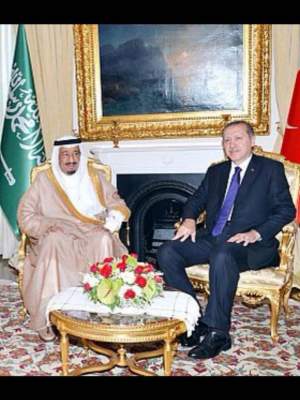 الملك سلمان بن عبد العزيز يجري مباحثات مع الرئيس التركي رجب طيب أردوغان